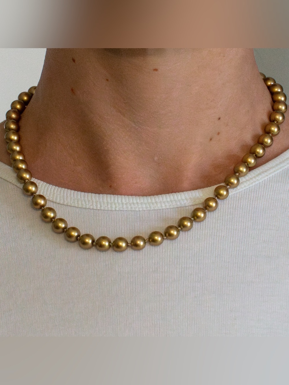 Bronze Pearl Necklace with Gold Clasp